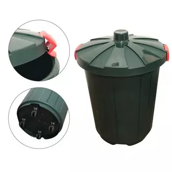 Бак на колёсах, с крышкой, 105 л, цвет тёмно-зелёный