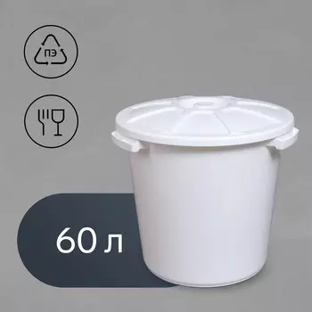 Бак пищевой, 60 л, пластиковый, с крышкой, МИКС