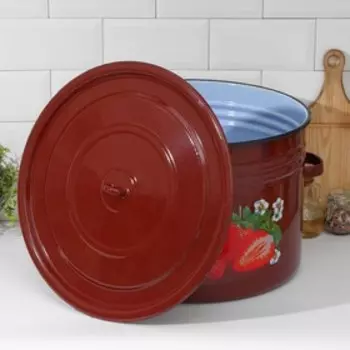 Бак садовый «Клубника», 32 л, эмалированная крышка, индукция, цвет коричневый