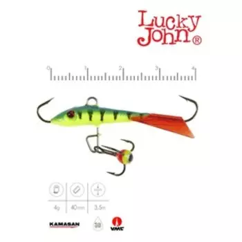 Балансир Lucky John FIN 3 + тройник, 4 см, цвет 36RT блистер