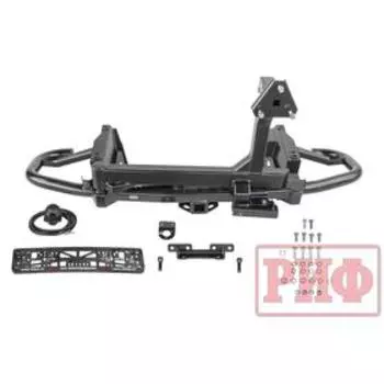 Бампер РИФ силовой задний Toyota Land Cruiser Prado 120 c квадратом под фаркоп и калиткой