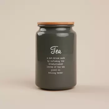 Банка для чая SL Home, 9.514 см, с бамбуковой крышкой, серая