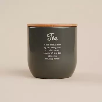 Банка для чая SL Home, 9.514 см, с бамбуковой крышкой, серая