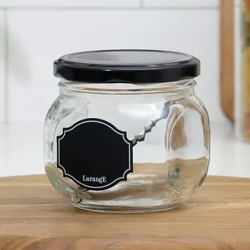 Банка для хранения «Меловой дизайн», стеклянная, 350 мл, с ложкой и мелком для маркировки