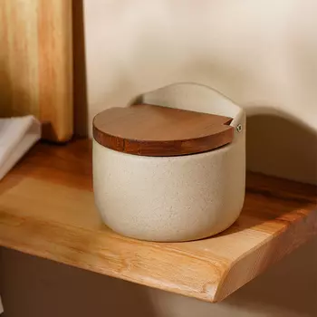 Банка для сыпучих SL Home «Стоун форест», 350 мл, 7.516 см, с крышкой, керамика, бежевая
