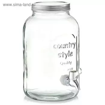 Банка для напитков с краником, объём 3,5 л, d=15х25 см