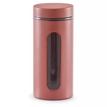 Банка для продуктов 1200 мл, 10.223 см, стекло/металл, коралловый