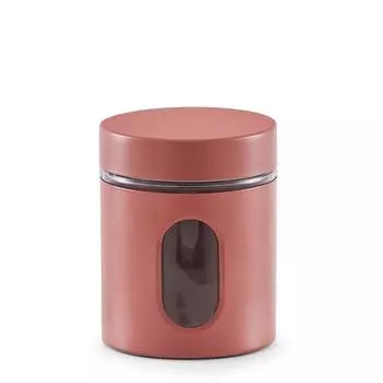 Банка для продуктов 600 мл, 10.2×12,5 см, стекло/металл, коралловый