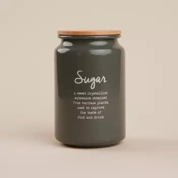 Банка для сахара SL Home, 9.514 см, с бамбуковой крышкой, серая