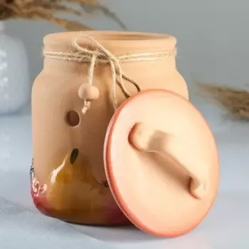 Банка для хранения сухофруктов «Борисовская керамика», 1 л, с отверстиями для вентиляции, персиковая