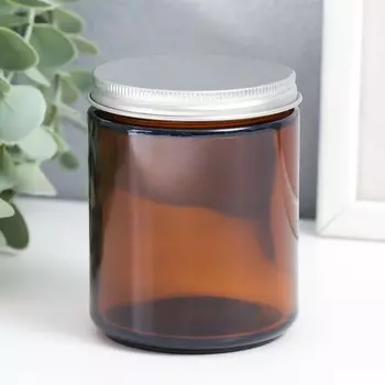 Банка для свечей стеклянная с крышкой «Брауни» 8.877 см