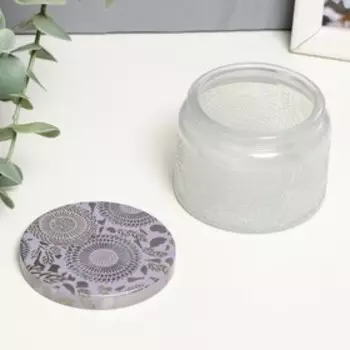 Банка для свечей стеклянная с крышкой «Цветочная» белая, круглая МИКС 577 см