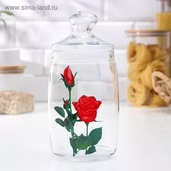 Банка для сыпучих «Дикая роза», 1,1 л, крышка, рисунок МИКС