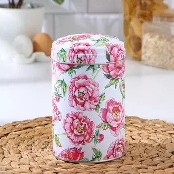 Банка для сыпучих «Пионы», 1,1 л, 9,914,5 см, круглая