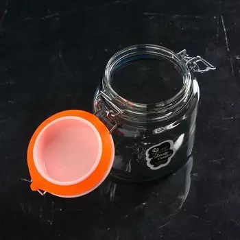 Банка для сыпучих продуктов «Бейзи шефти», стеклянная, розовая крышка, 900 мл, Иран