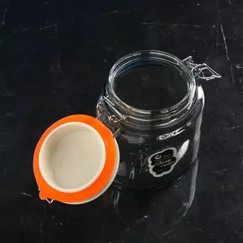 Банка для сыпучих продуктов «Бейзи шефти», стеклянная, серая крышка, 900 мл, Иран