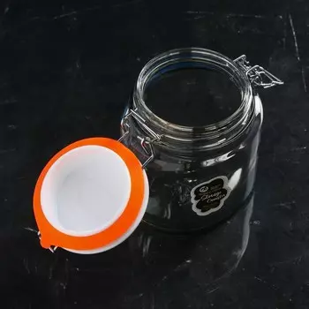 Банка для сыпучих продуктов «Бейзи шефти», стеклянная, белая крышка, 900 мл, Иран