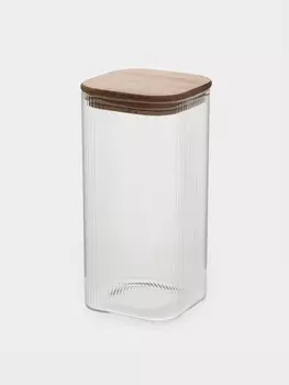 Банка для сыпучих BellaTenero «Эко. Квадрат». 1.6 л, 1020 см, с бамбуковой крышкой, стекло, прозрачная