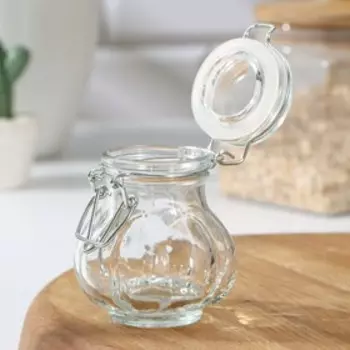 Банка для сыпучих Доляна «Чеснок», 100 мл, 78 см, с бугельным замком, стекло, прозрачная