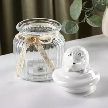 Банка для сыпучих Доляна «Ёжик в золотом», 600 мл, с керамической крышкой, стекло, прозрачная