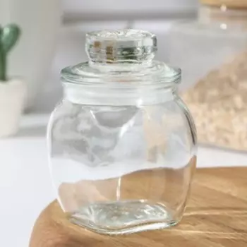 Банка для сыпучих Доляна «Овал», 190 мл, 106.5 см, стекло, прозрачная