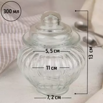 Банка для сыпучих продуктов Доляна «Галерея», 300 мл, 9.513 см, стекло, прозрачная
