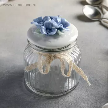 Банка стеклянная для сыпучих продуктов с керамической крышкой «Колокольчики», 600 мл, 1114 см
