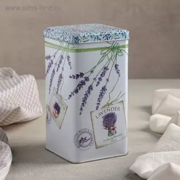 Банка с крышкой для сыпучих продуктов «Лаванда», 1,2 л, 99 см, прямоугольная
