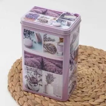 Банка с крышкой для сыпучих продуктов «Лаванда», 2,7 л, прямоугольная, 13,59,5 см, цвет и рисунок МИКС
