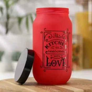 Банка для сыпучих продуктов «Любовь на кухне», 1 л, стекло, красная