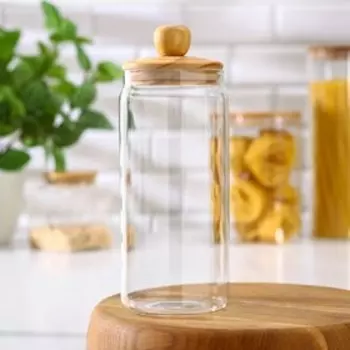 Банка для сыпучих Bella Tenero «Эко», 1.4 л, 1025.5 см, с бамбуковой крышкой, стекло, прозрачная