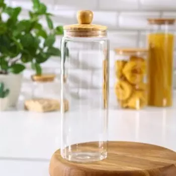 Банка стеклянная для хранения сыпучих продуктов Bella Tenero «Эко», 1,8 л, 1031 см, с бамбуковой крышкой