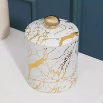 Банка для сыпучих продуктов «Мрамор», 1 л, 12×17 см, цвет белый