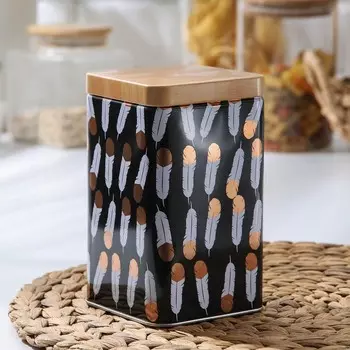 Банка для сыпучих продуктов «Перо», 9915 см, цвет чёрный