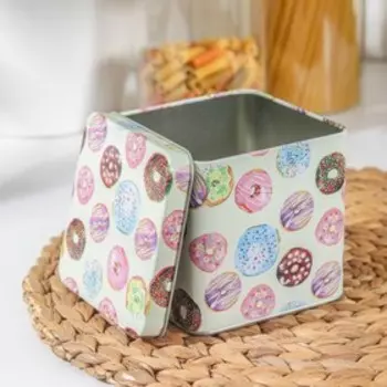 Банка для сыпучих продуктов «Пончики», 10,5×10,5×10,5 см