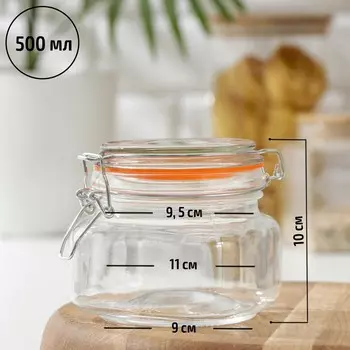 Банка для сыпучих продуктов Доляна «Радуга», 500 мл, 1110 см, с бугельным замком, стекло, МИКС