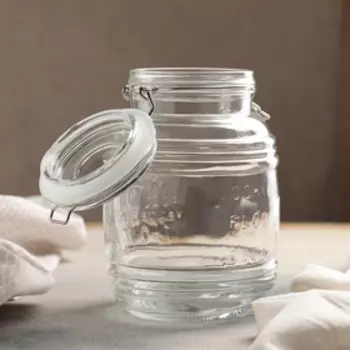 Банка для сыпучих Доляна «Уют», 2.1 л, 1219 см, с бугельным замком, стекло, прозрачная