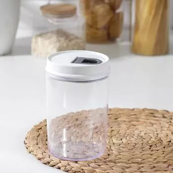 Банка пластиковая для сыпучих продуктов с вакуумной крышкой, 1,2 л, 1117 см, цвет белый