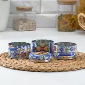 Банка для сыпучих продуктов «Трио мозаика», 16,8×8,5×8,5 см, 3 секции