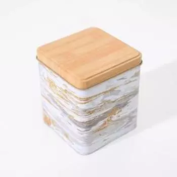Банка для сыпучих продуктов «Золотой мрамор», 1,2 л, 12×10×10 см, цвет белый