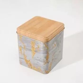 Банка для сыпучих продуктов «Золотой мрамор», 1,2 л, 12×10×10 см, цвет серый