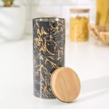 Банка для сыпучих продуктов «Золотой мрамор», 17,5×7,5×7,5 см, цвет чёрный