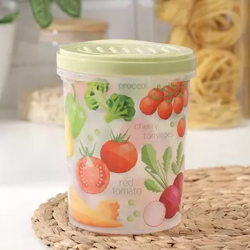 Банка с завинчивающейся крышкой, 1 л, d=11,5 см, h=14,7 см, с декором, цвет салатовый