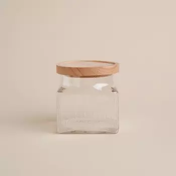 Банка для сыпучих продуктов SL Home «Афины», 1 л, 1111.5 см, с деревянной крышкой. стекло, прозрачная