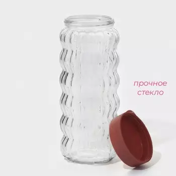 Банка для сыпучих продуктов Доляна «Коралл», 1 л, 923 см, с пластиковой крышкой, стекло, прозрачная