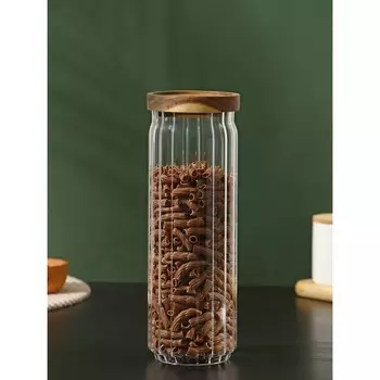 Банка для сыпучих продуктов SL-Home «Дафна», 1.3 л, 926 см, с деревянной крышкой. стекло
