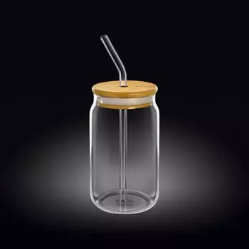 Банка Wilmax England, термостекло, с соломинкой, 330 мл