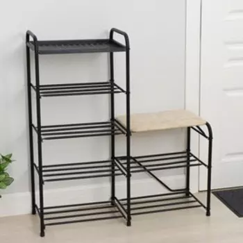 Банкетка-этажерка для обуви «Дубль», 5 полок, цвет чёрный