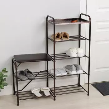 Банкетка-этажерка для обуви «Дубль», 5 полок, цвет медный антик