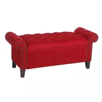 Банкетка Беркли 1370х470хН580 велюр красный